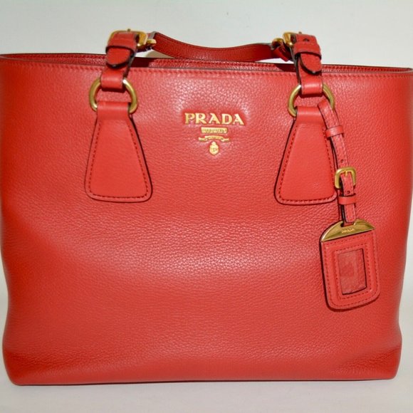 NWT PRADA VITELLO PHENIX PEBBLED LEATHER TOTE SHOULDER BAG - Picture 9 of 11